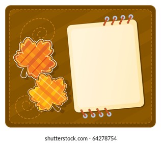 Autumn leaf frame. Cool Vector Scrapbook Style. Graphic design elements.