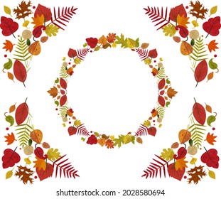 Autumn leaf frame illustration set