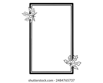 Autumn Leaf Frame Line Art Illustration