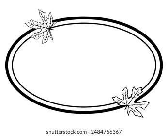 Autumn Leaf Frame Line Art Illustration