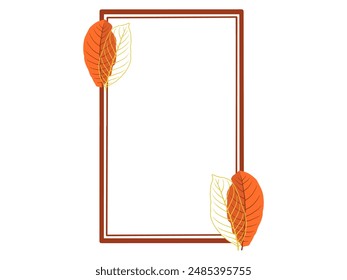 Autumn Leaf Frame Line Art Illustration