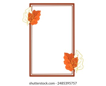 Autumn Leaf Frame Line Art Illustration