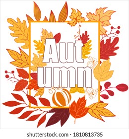 Marco de hoja de otoño perfecto para impresiones, volantes, banners, invitaciones, promociones y más. Ilustración vectorial de otoño.