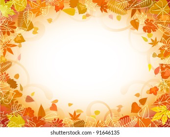 Autumn leaf frame with space for text