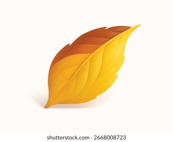 Autumn Leaf with Gradient 3D Vector Illustration Isolated on White background for seasonal design, eco-themed projects, botanical visuals, and minimalist compositions