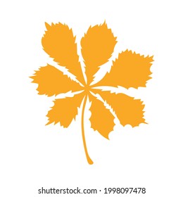 Autumn leaf, herbal element. Fall orange chestnut leaf. Can be used as sign, symbol, icon. Autumn botanical flat plant element, orange chestnut. Stock vector illustration isolated on white background.