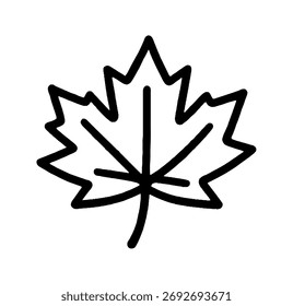 Ícone de folha de outono doodle mão desenhada. Símbolo clipart de desenho de linha de tópicos. Ilustração vetorial.