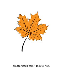 Autumn leaf icon. Autumn maple leaf in modern simpl flat design. Autumn maple leaf, isolated on white background. Vector illustration 
