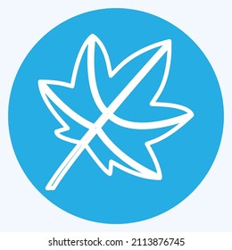 Herbstleaf-Symbol auf trendigem, blauem Hintergrund einzeln auf weichblauem Hintergrund