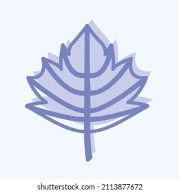 Icono de la hoja de otoño con estilo moderno de dos tonos aislado en un fondo azul suave