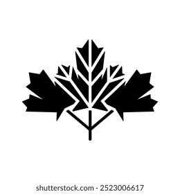 Autumn leaf icon. Vector illustration isolated on white background in black silhouette style, suitable for designs, websites, etc.