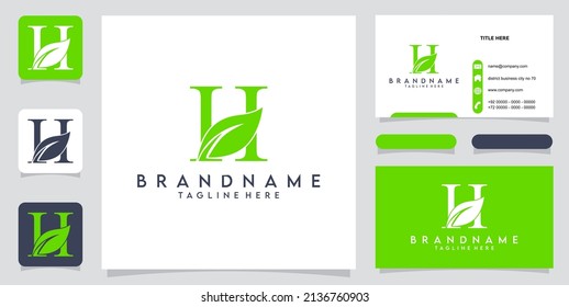 Autumn leaf initial letter h logo Premium Vector