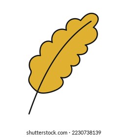 Autumn leaf isolated in abstract style on colorful background. Autumn yellow leaf closeup. Plant leaf closeup. Colorful maple leaves. Autumn forest.