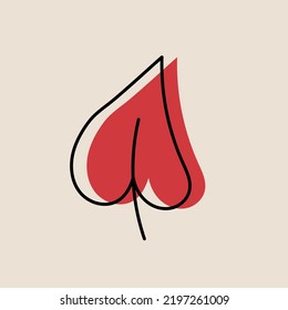 Herbstblatt einzeln auf weißem Hintergrund. Einfache Cartoon-Wohnung. Einzige Vektorgrafik. Design für Aufkleber, Logo, Web und mobile App.