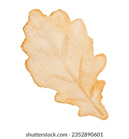 Hoja de otoño aislada en fondo blanco, hojas con textura acuarela, ilustración vectorial, adecuada para medios sociales, materiales promocionales, anuncios, tarjetas
