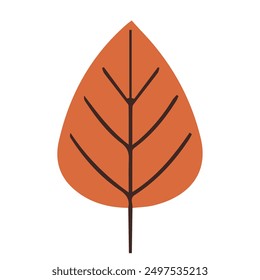 Herbstblatt einzeln auf weißem Hintergrund. Einfache Cartoon-Stil, Vektorgrafik.