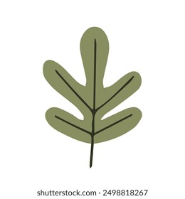 Hoja de otoño aislada sobre fondo blanco. Estilo plano de dibujos animados simple, Ilustración vectorial.