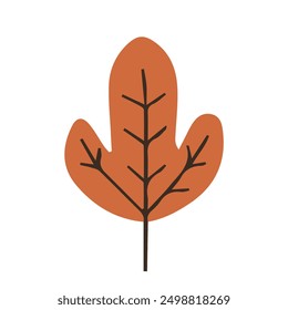 Herbstblatt einzeln auf weißem Hintergrund. Einfache Cartoon-Stil, Vektorgrafik.