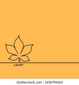 Autumn leaf isolated over a yellow background. Maple leaf line icon. Flat design, vector.