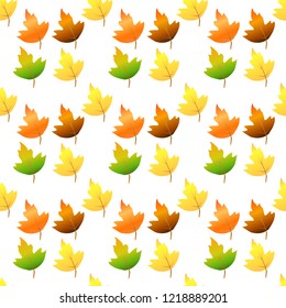 Autumn leaf isolated pattern seamless vector on white background.Fall leaves season.