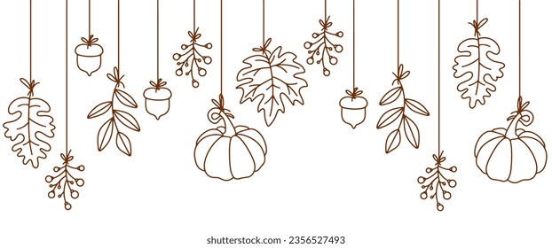 Ilustración de fondo de la línea de la hoja de otoño