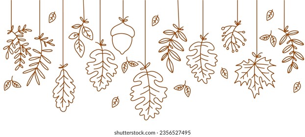 Ilustración de fondo de la línea de la hoja de otoño
