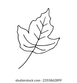Herbstblattskizze. Ahornleder. Natur. Färbung. Vektorgrafik.