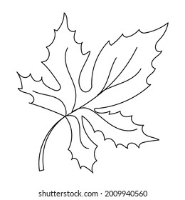 Hoja de otoño en hoja de árbol natural orgánica de estilo lineal. Dibujo de esquema aislado moderno ilustración minimalista aislada en blanco.