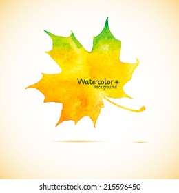 Autumn leaf made in vector, watercolor 