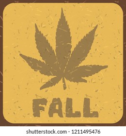 autumn leaf marijuana stylized stone