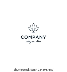 Autumn leaf monoline logo design vector illustration