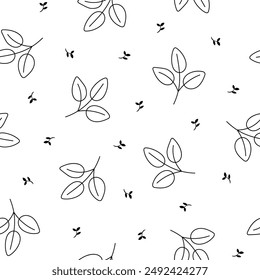 Autumn leaf. Nature. Seamless pattern. Coloring Page. Hand drawn style. Vector drawing. Design ornaments.