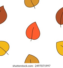 Autumn leaf. Nature. Seamless pattern. Hand drawn style. Vector drawing. Design ornaments.