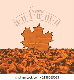 Hoja de otoño en el suelo Feliz otoño de fondo Vector