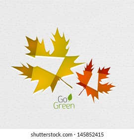 Autumn leaf on paper abstract vector background