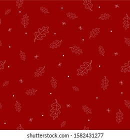 Autumn leaf on red background. Christmas seamless pattern.
