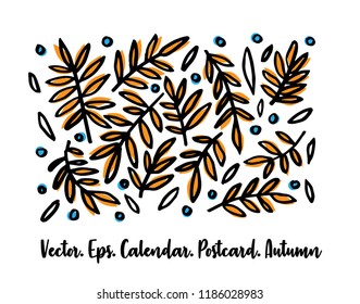 Autumn leaf on a white background. Vector illustration. Seasonal web banner calendar. 
