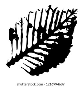 Autumn leaf on a white background vector illustration. Leaf print with textured.