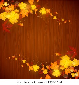 Autumn leaf on a wooden background vector