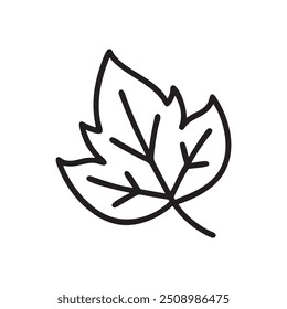 Autumn leaf outline in black color