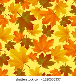 Autumn leaf pattern. Fall leaf decoration. Autumn background with maple leaf. Vector illustration