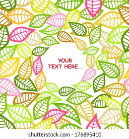 Autumn Leaf Pattern. Floral Texture for Textile Design. Abstract Colorful Leaves Rotated around of Center Page