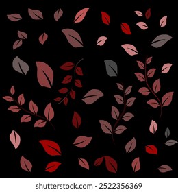 Autumn leaf pattern texture, black background Looks outstanding, classic style, suitable for decoration, living room, dining table.