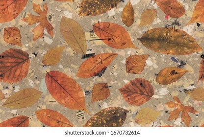autumn leaf patterns seamless vector pattern.