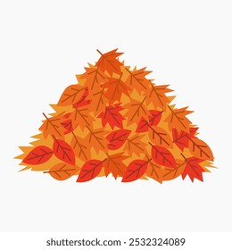 Autumn leaf pile vector illustration isolated on white background	