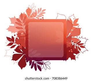 Autumn leaf poster. Red leaves of maple, chestnut, rowan. Season greeting card or sale banner.