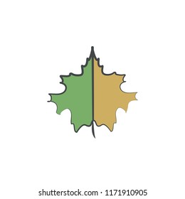 Autumn, Leaf sag colored hand drawn icon. Element of autumn icon for mobile concept and web apps. Hand drawn colored Autumn, Leaf sag can be used for web and mobile on white bakgorund