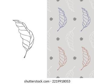 Autumn leaf and seamless pattern in autumn colors
