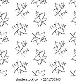 Autumn leaf seamless pattern doodle outline vector. Texture for background, label, print, packaging, merchandise, greeting card, book, poster, fabric, wrapping, textile.