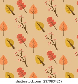 Autumn leaf seamless pattern. Fabric texture with tree leaves.